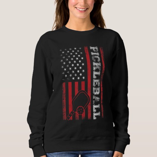 Sweatshirt Pickleball American US Flag Patriotic Cool Pickleb (Devant)