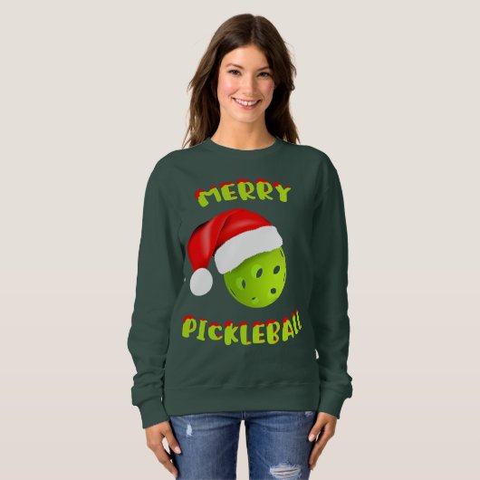 Sweatshirt Pickleball de Noël Pickleball de Santa Hat Joueur (Devant entier)