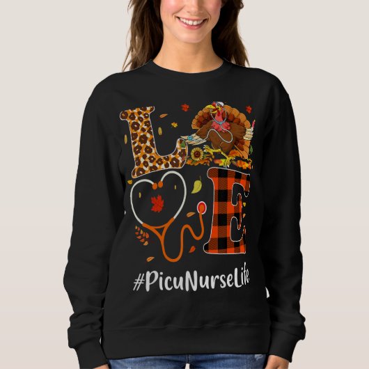 Sweatshirt Picu Nurse Love Thanksgiving Leopard Stethoscope T (Devant)