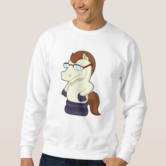 Sweatshirt Pièce d'échecs Chevalier avec lunettes de soleil (Devant)