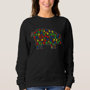Sweatshirt Pig Animaux Puzzle Pièces Sensibilisation sur l'au