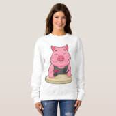 Sweatshirt Pig au Poker avec cartes de Poker (Devant entier)