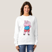 Sweatshirt Pig comme Bodybuilder avec grand bras Supérieur (Devant entier)