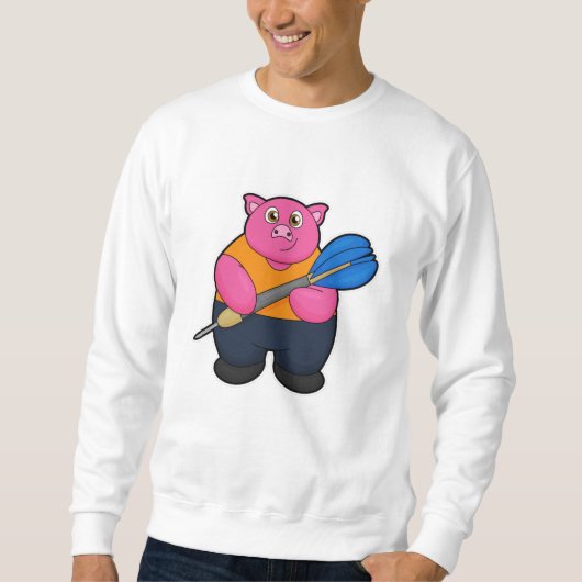 Sweatshirt Pig comme joueur de fléchettes avec fléchettes (Devant)