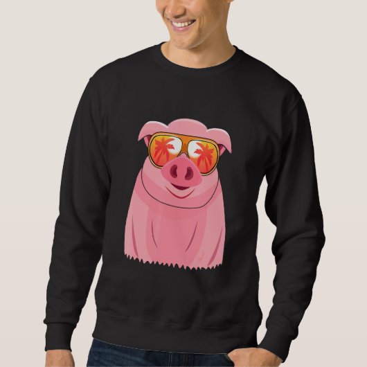 Sweatshirt Pig Lunettes de soleil Plage Piscine d'été Fête de (Devant)