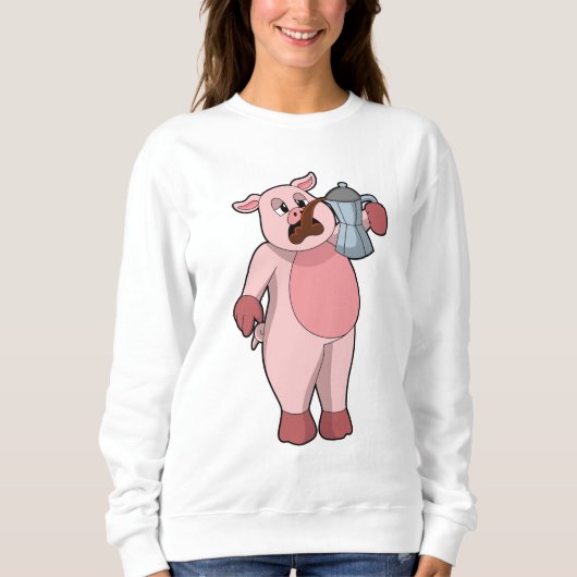 Sweatshirt Pig with coffee pot (Devant)