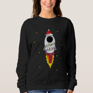 Sweatshirt Pijama de fusées de Noël Top Père Noël Espace Thèm