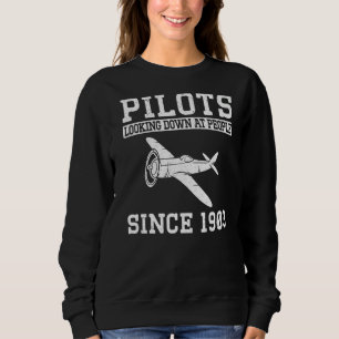 Sweatshirt Pilote D'Avion Pilote Vintage Regardant Vers Le Ba