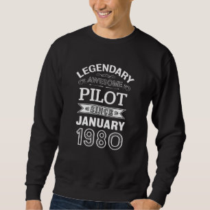 Sweatshirt Pilote Janvier 1980 40e cadeau d'anniversaire