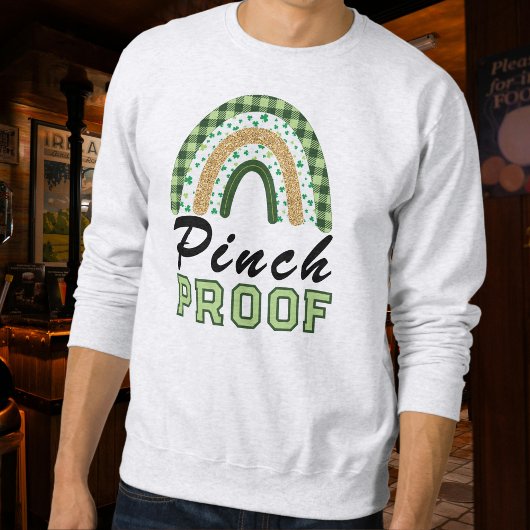 Sweatshirt Pinch Proof St Patrick's Day Green Rainbow Plaid