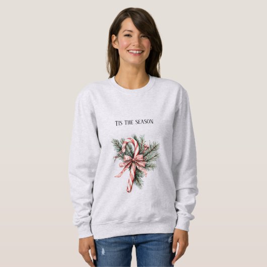 Sweatshirt Pine Tree Candy Cane Red Christmas (Devant entier)