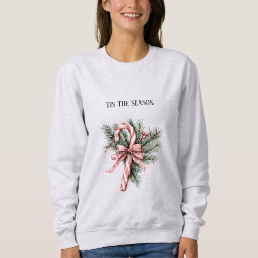 Sweatshirt Pine Tree Candy Cane Red Christmas (Devant)