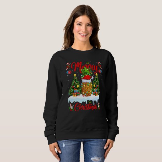 Sweatshirt Pineapple Fruit Lights Xmas Tree Santa Pineapple C (Devant entier)