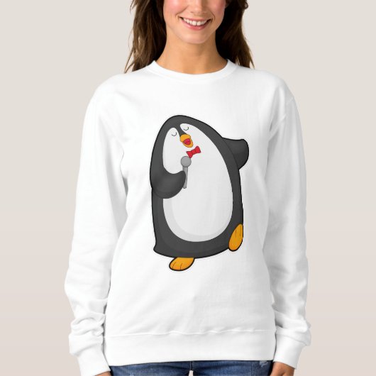 Sweatshirt Pingouin à chanter avec microphone et Cravate (Devant)