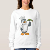 Sweatshirt Pingouin à cuire avec tablier de poisson et de Cui (Devant)