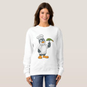 Sweatshirt Pingouin à cuire avec tablier de poisson et de Cui (Devant entier)