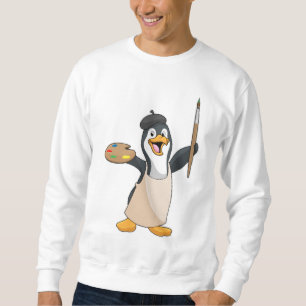 Sweatshirt Pingouin as Painter with Paint brush & Colour