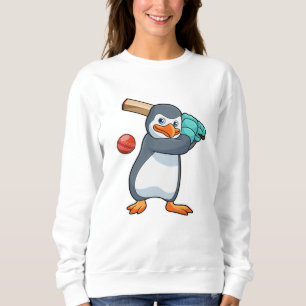 Sweatshirt Pingouin au cricket avec chauve-souris de cricket