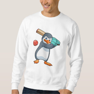 Sweatshirt Pingouin au cricket avec chauve-souris de cricket