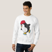 Sweatshirt Pingouin au patinage sur glace avec Casquette (Devant entier)