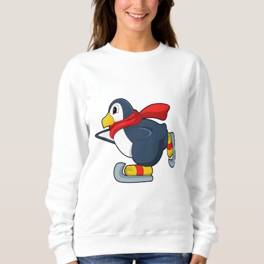 Sweatshirt Pingouin au patinage sur glace avec patins sur gla (Devant)
