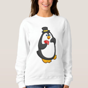 Sweatshirt Pingouin avec Casquette au Poker avec cartes de Po