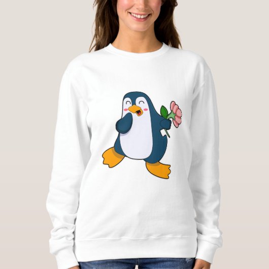 Sweatshirt Pingouin avec fleur de rosa (Devant)