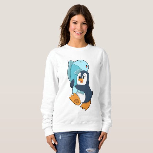 Sweatshirt Pingouin avec poisson (Devant entier)