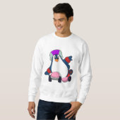 Sweatshirt Pingouin comme Patineur Inline avec Patins Inline (Devant entier)