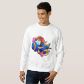 Sweatshirt Pingouin comme pilote avec avion (Devant entier)