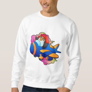 Sweatshirt Pingouin comme pilote avec avion