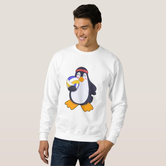Sweatshirt Pingouin dans les sports de volleyball (Devant entier)