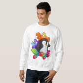 Sweatshirt Pingouin en patinage avec skateboard (Devant entier)