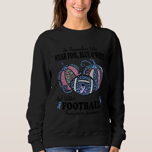 Sweatshirt Pink Blue and White Leopard Football Transgender A (Devant)