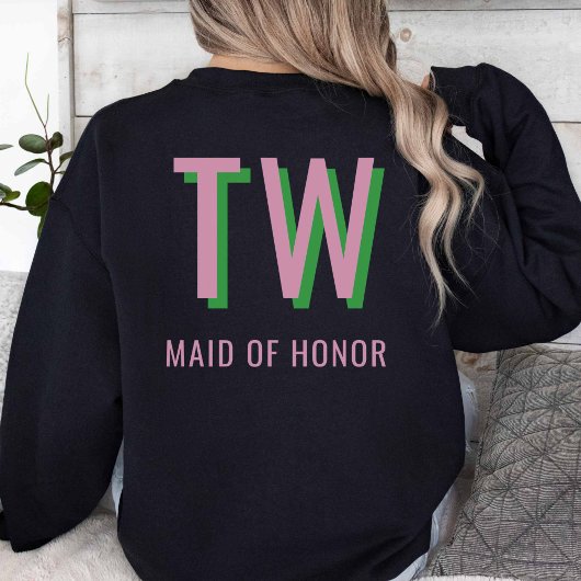 Sweatshirt Pink clair + Soirée de mariage Monogramme vert