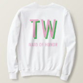 Sweatshirt Pink clair + Soirée de mariage Monogramme vert (Design dos)