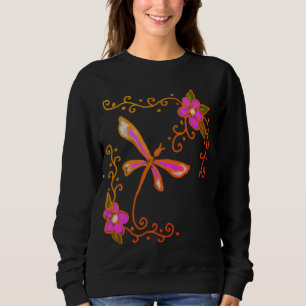 Sweatshirt Pink Dragonfly Abstrait Wearable Art