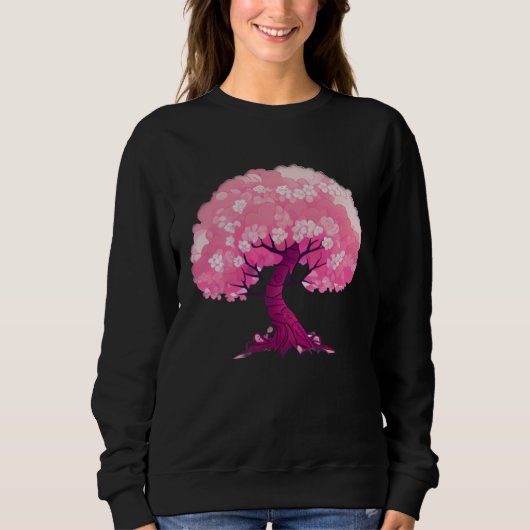 Sweatshirt Pink tree of life cherry blossom (Devant)