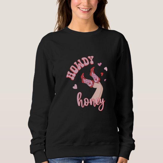Sweatshirt Pink Western Valentine's Day Cowgirl Howdy Partner (Devant)