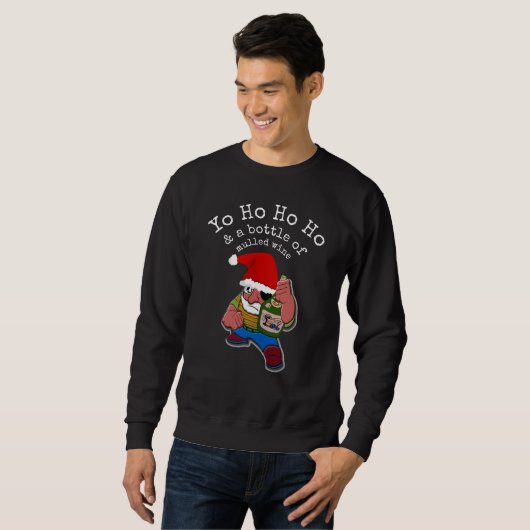 Sweatshirt Pirate Père Noël Funny Vin Multiculé Noël (Devant entier)