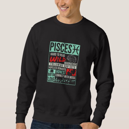 Sweatshirt Pisces Faits Anniversaire Horoscope mental (Devant)
