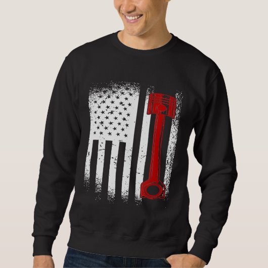 Sweatshirt Piston Drapeau Usa Mécanique Diesel Pour Tout Vent (Devant)