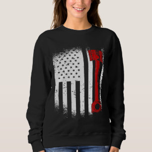 Sweatshirt Piston Drapeau Usa Mécanique Diesel Pour Tout Vent