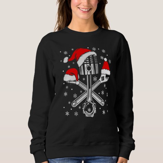 Sweatshirt Piston Wrench Santa Hat Car Mécanique Laid Christm (Devant)