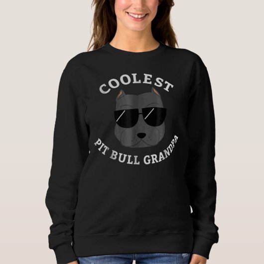 Sweatshirt Pit Gris Plus Coolest Taureau grand-père pour chie (Devant)