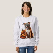 Sweatshirt Pitbull avec Citrouilles d'Halloween (Devant entier)