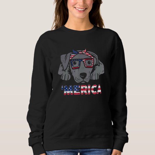 Sweatshirt Pitbull Chien Bandana Merica 4 juillet Chien Chien (Devant)