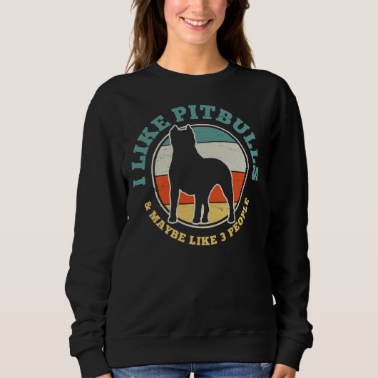 Sweatshirt Pitbull Chien drôle Vintage classique (Devant)