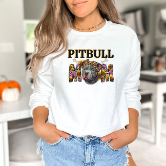 Sweatshirt Pitbull Chien Mama Empreinte de léopard Tournesols