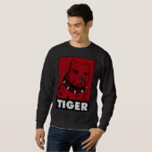 Sweatshirt Pitbull Collar Spikes Red Tiger Funny I Love Maman (Devant entier)